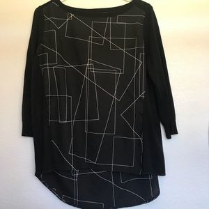 NYC Geometric Blouse with sweater sleeves